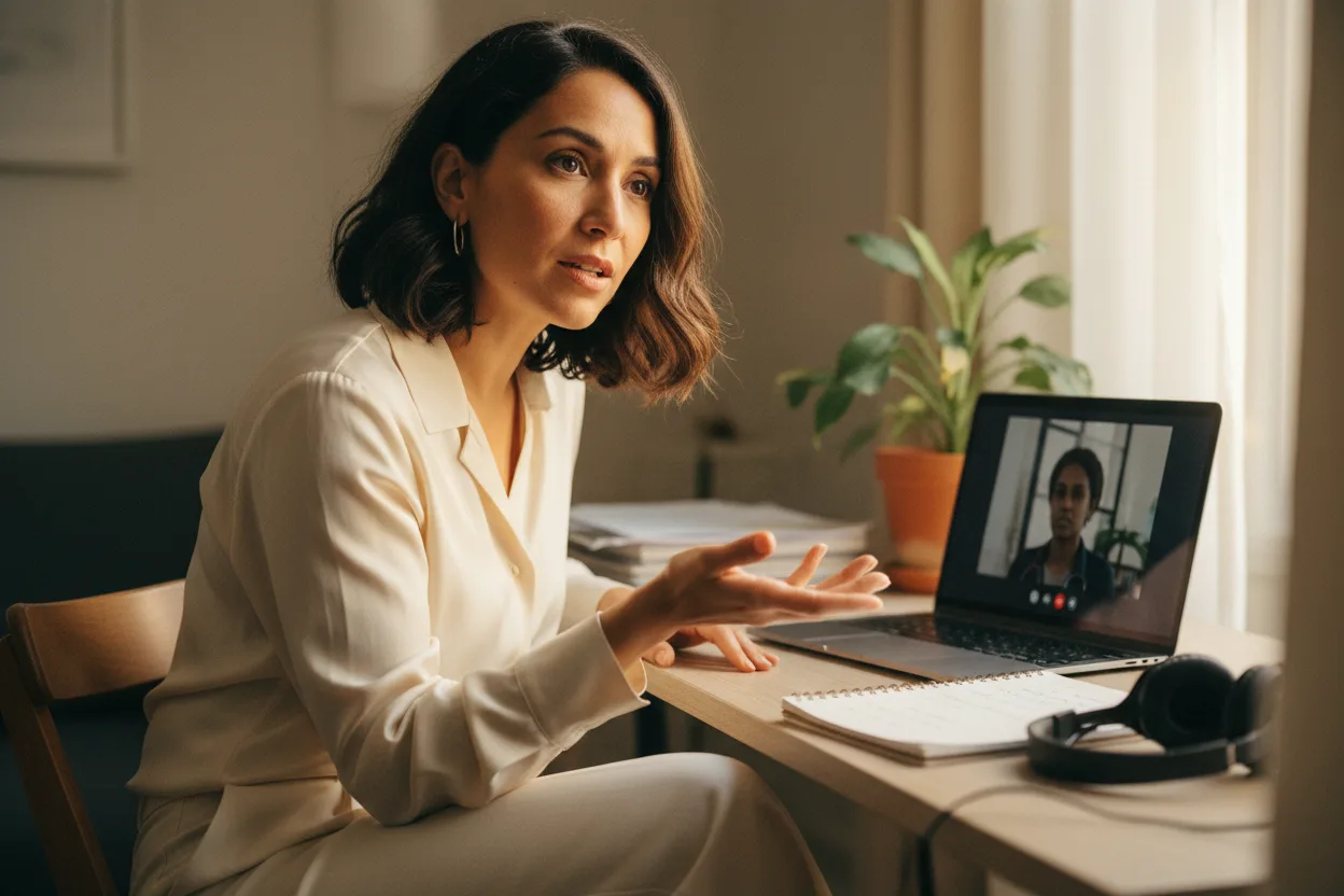 ADHD telehealth evaluation via video call at home.