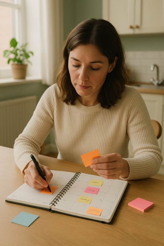 ADHD in the Workplace Adult with ADHD focusing at work with supportive accommodations like quiet desk and headphones