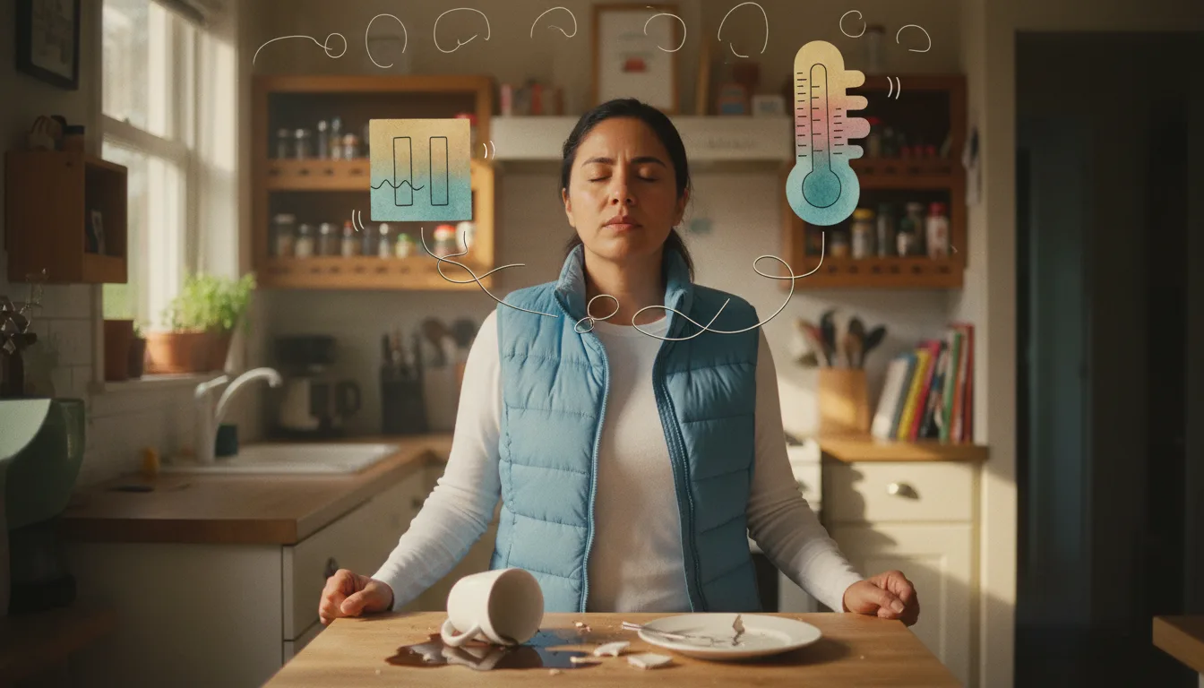 ADHD emotional dysregulation: gripping the counter after a surge.