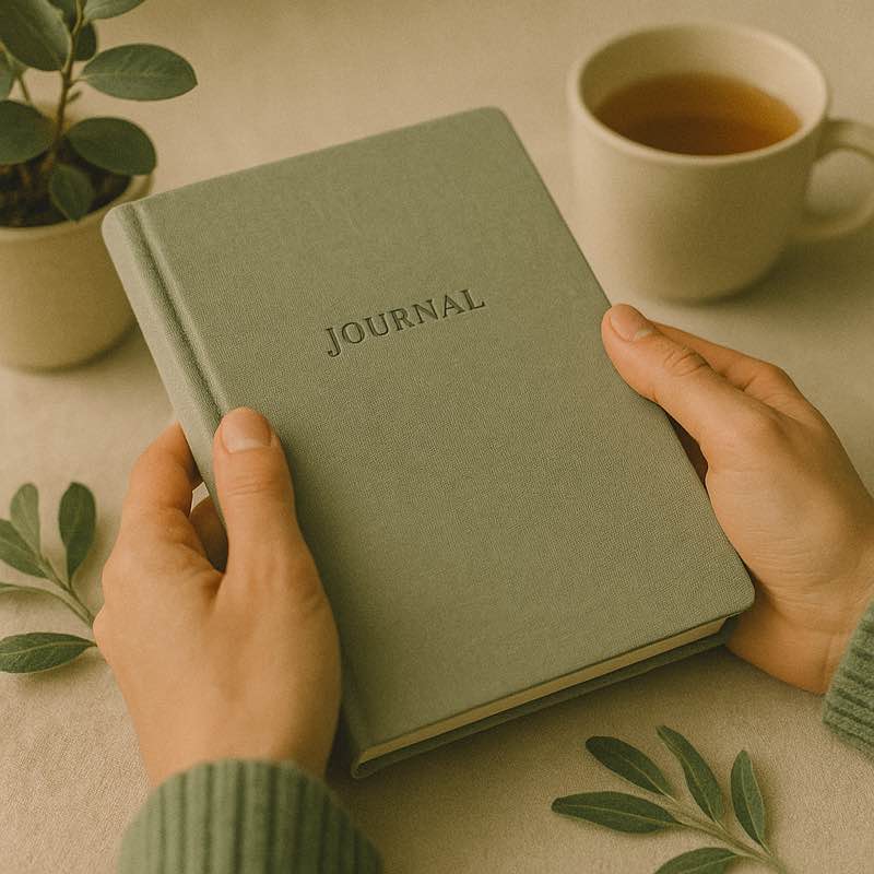 Journaling Routine Adult writing in journal to build focus and routine